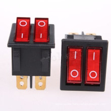 6A/250V 10A/125V AC Red Illuminated Light on/off Spst Boat Rocker Switch